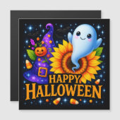 Bonne Halloween Friendly Ghost Carte magnétique (Devant / Derrière)