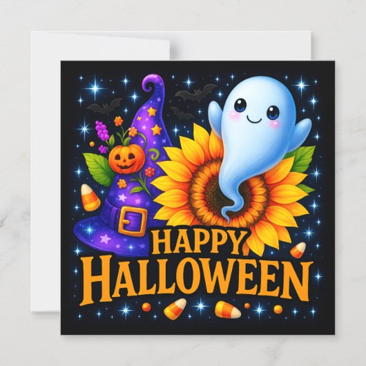 Bonne Halloween Friendly Ghost Carte magnétique (Recto)