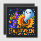Bonne Halloween Friendly Ghost Carte magnétique (Devant / Derrière)