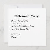 Bonne Halloween sur Spider Web Text Invitation (Dos)