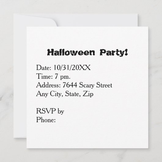 Bonne Halloween sur Spider Web Text Invitation (Dos)