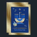 Bonne Hanoukka. Cartes de voeux personnalisables<br><div class="desc">Bonne Hanoukka. Star of David and Menorah Gold Foil Design Personnalisable Carte de voeux Hanoukka / Hanoukka Celebration Invitations avec noms et texte personnalisés. Cartes de correspondance,  timbres-poste et autres produits disponibles dans la catégorie Jours fériés / Hanoukka de notre magasin.</div>
