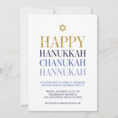 Bonne Hanoukka Chanukah Party Invitation Card (Devant)