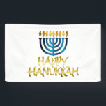 Bonne Hanoukka Gold Turquoise Menorah bannière<br><div class="desc">Bonne Hanoukka Gold Turquoise Menorah bannière</div>