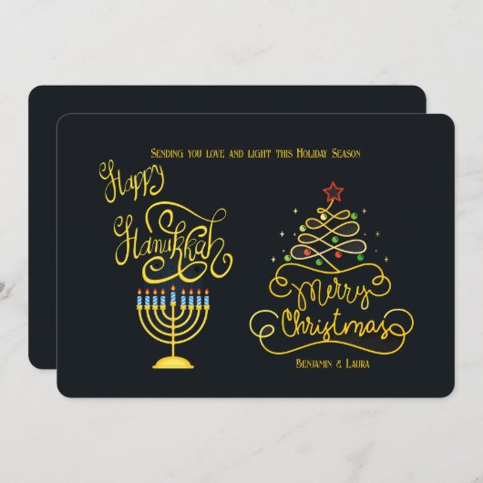 Bonne Hanoukka Joyeuse Carte de Noël (Devant / Derrière)