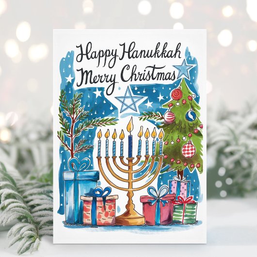 Bonne Hanoukka Joyeuse carte de Noël