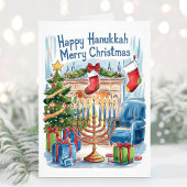 Bonne Hanoukka Joyeuse carte de Noël