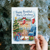 Bonne Hanoukka Joyeuse carte de Noël