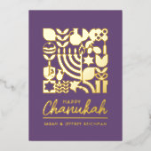 Bonne Hanoukka juive Greeting Foil Carte de vacanc (Recto)
