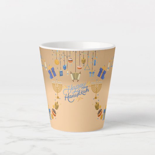 Bonne Hanoukka Latte Mug en orange (Devant)