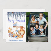 Bonne Hanoukka Modèle photo Menorah Pine Drop (Devant / Derrière)