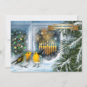 Bonne Hanoukka. Scène de neige avec carte Menorah (Devant)