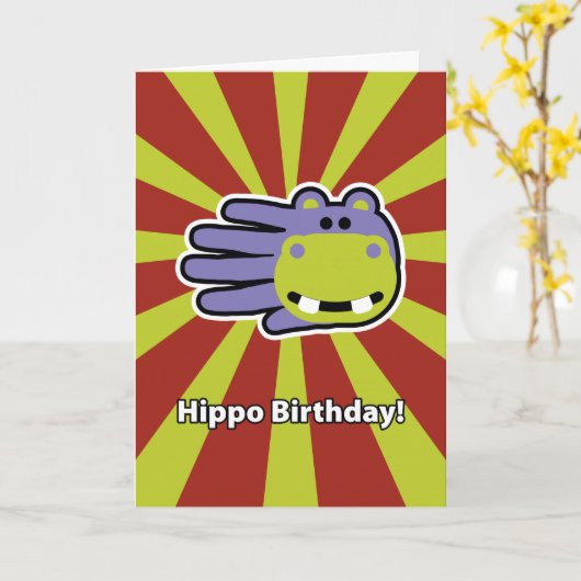 Bonne hippo carte d'anniversaire (Fleur jaune)