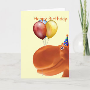 Bonne Hippo Orange Carte Anniversaire