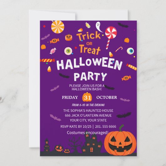 Bonne Invitation à la fête d'Halloween (Devant)