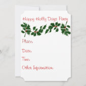 Bonne Invitation à la fête Holly Days (Dos)