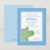 Bonne invitation Baby shower bleu tortue de mer (Devant / Derrière)