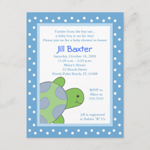 Bonne invitation Baby shower bleu tortue de mer