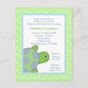Bonne invitation Baby shower vert de tortue de mer