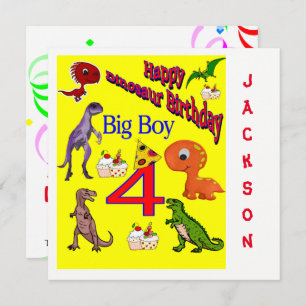 Bonne invitation carte d'anniversaire Dinosaur