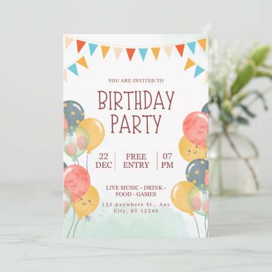 Bonne invitation d'anniversaire (Debout devant)