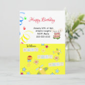 Bonne invitation d'anniversaire Avion Jaune Baby (Debout devant)