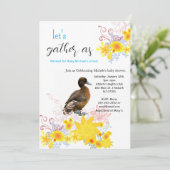 Bonne Invitation d'anniversaire Bébé Canard Floral (Debout devant)