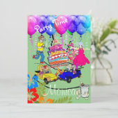 Bonne invitation d'anniversaire sur la colline (Debout devant)