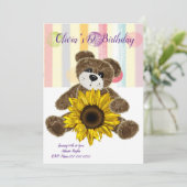 Bonne Invitation d'anniversaire Teddy Bear Pastel  (Debout devant)