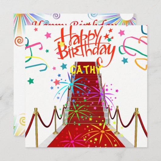 Bonne invitation de carte d'anniversaire (Devant / Derrière)