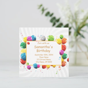 Bonne Invitation des ballons d'anniversaire