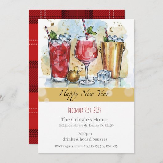 Bonne invitation du Nouvel An (Devant / Derrière)