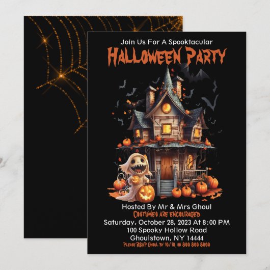 Bonne Invitation Halloween Ghoul (Devant / Derrière)