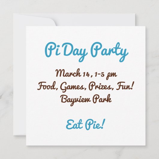 Bonne Invitation Pi Day (Dos)