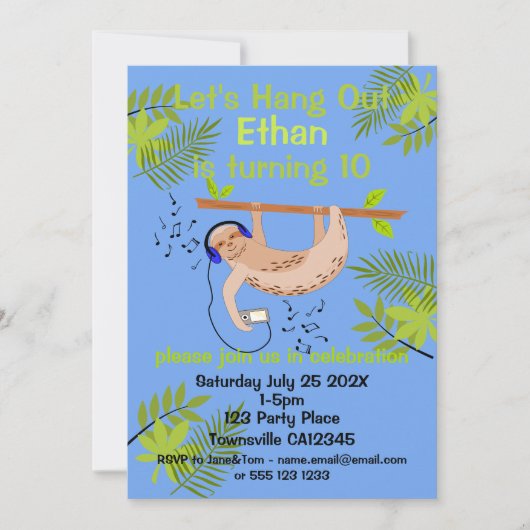 Bonne invitation Sloth (Devant)