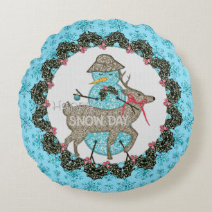 Bonne journée de neige ronde Coussin de neige
