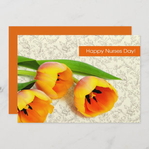 Bonne Journée des infirmières. Carte Flat Tulips S