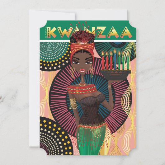 Bonne Kwanzaa belle Africaine Fille Carte de vacan (Devant)