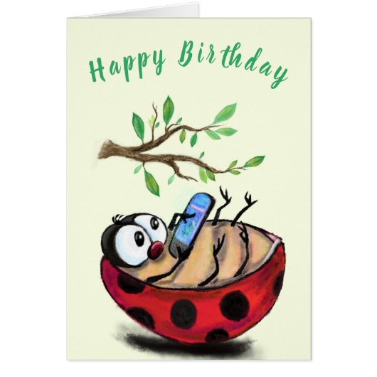 Bonne Ladybug Funny Birthday Card (Devant)