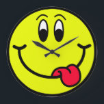 Bonne Langue Notre horloge murale du visage souria<br><div class="desc">Bonne Langue Happy Hors Smiling Face Horloge murale</div>