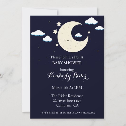 Bonne Lune Baby Shower Invitations (Devant)