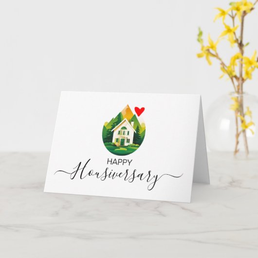 Bonne maison anniversaire carte de référence housi (Fleur jaune)