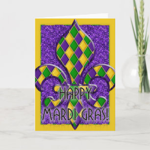 Bonne Mardi Gras Fleur Design Carte de voeux d1