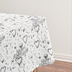 Bonne nappe d'anniversaire Coeurs d'argent