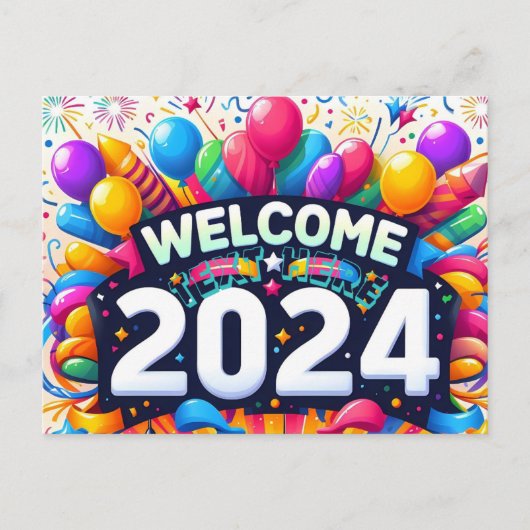 Bonne nouvelle année cadeau carte postale 2024 (Devant)