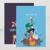 Bonne nouvelle année carte de voeux (Devant / Derrière)