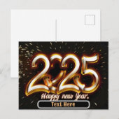 Bonne nouvelle année de typographie or carte cadea (Devant / Derrière)