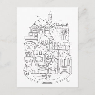 Bonne nouvelle couleur de maison dans carte postal