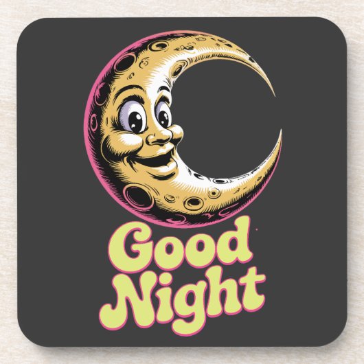 Bonne nuit Retro Moon Dessous de verre en plastiqu (Devant)
