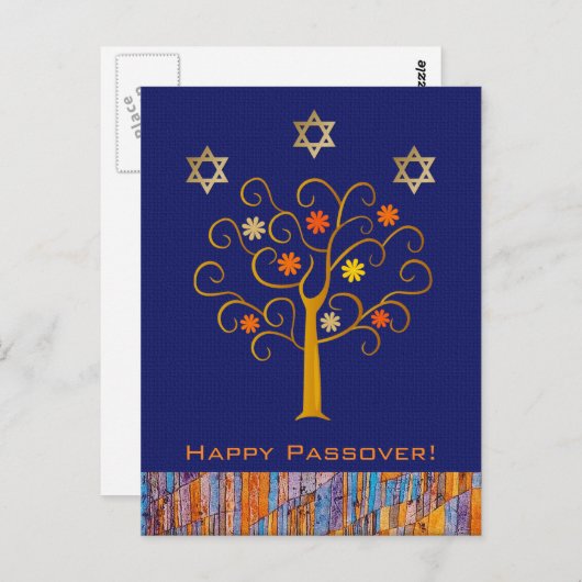 Bonne Pâque. Carte postale de l'arbre de floraison (Devant / Derrière)